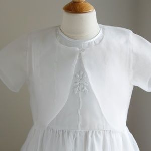 Strasburg Shrug White Organza Size 8/10 Flower Girl Special Occasion LIKE NEW